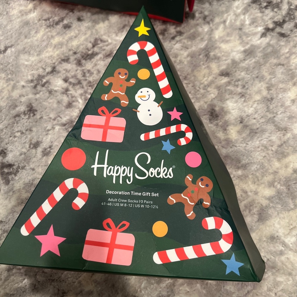 HAPPY  SOCKS 3-Pack Decoration Time Christmas Combed Cotton Crew Socks Gift Set